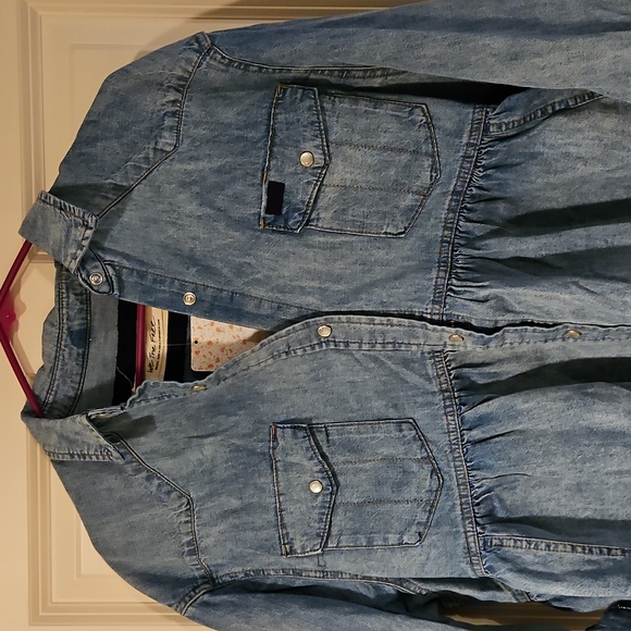 Free People Dylan Babydoll Shacket Snap Front High Low Hem Chambrey Size Sm NWT - Picture 7 of 16